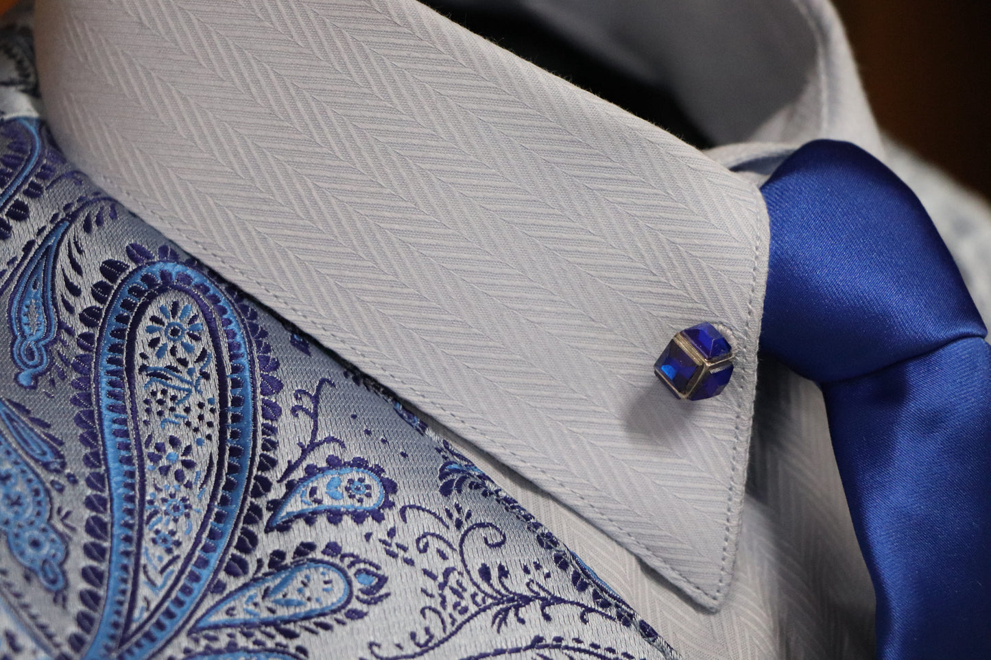 Child's Blue Herringbone Cotton Shirt