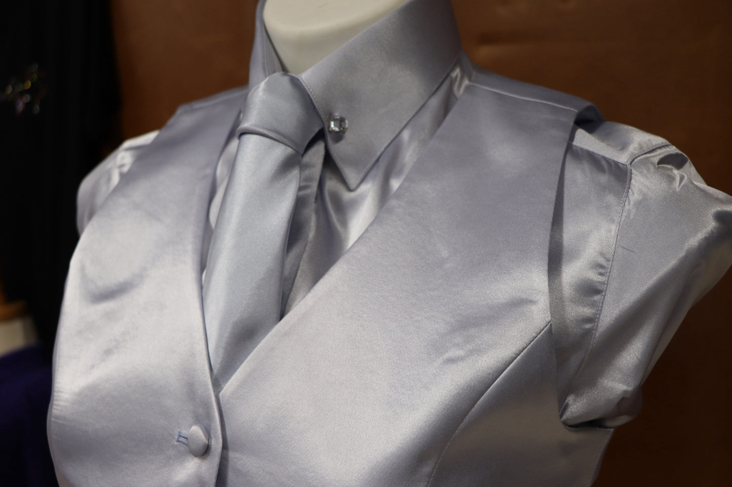 Ice Blue Satin Show Vest