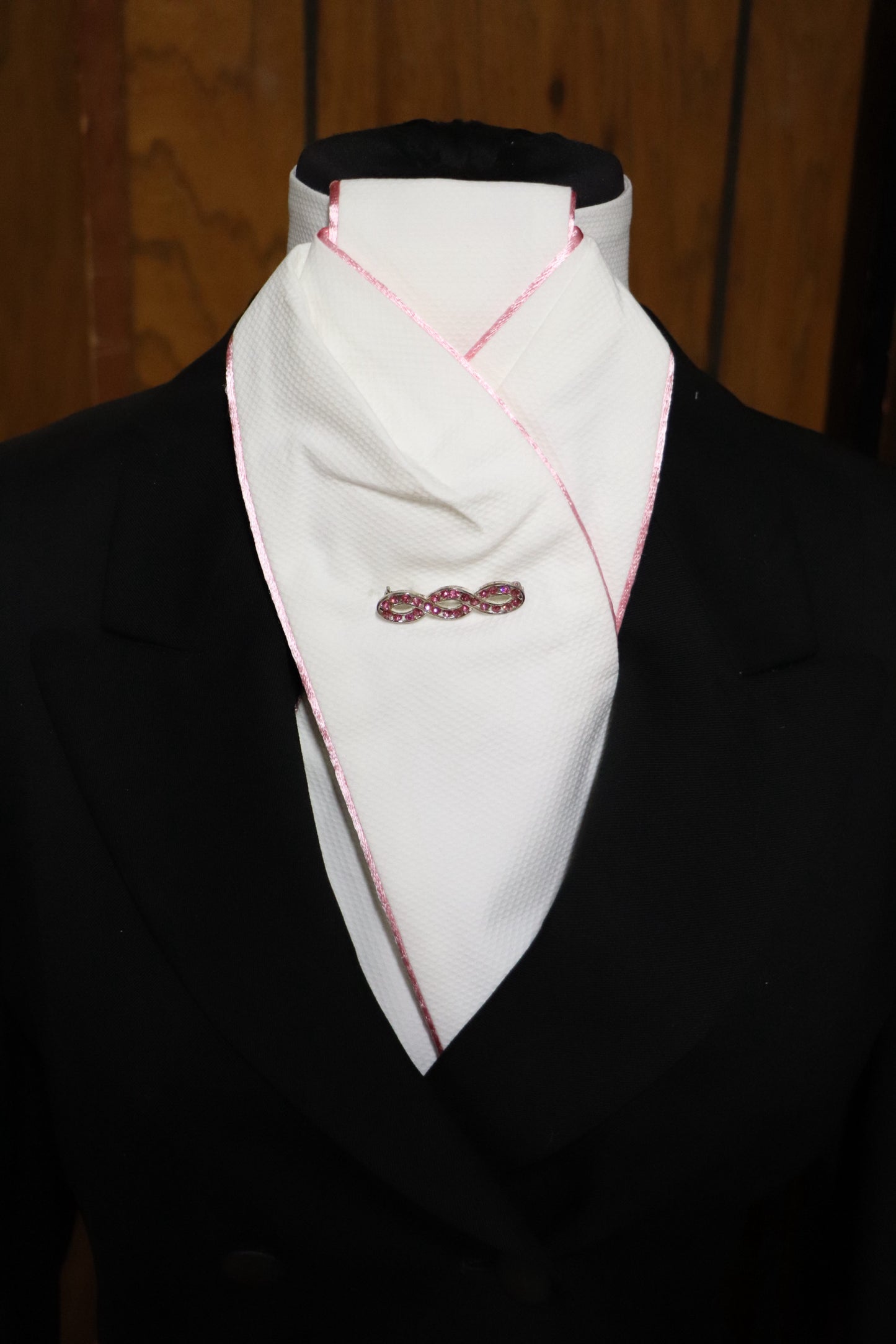 Pink & White Stock Tie with Pin