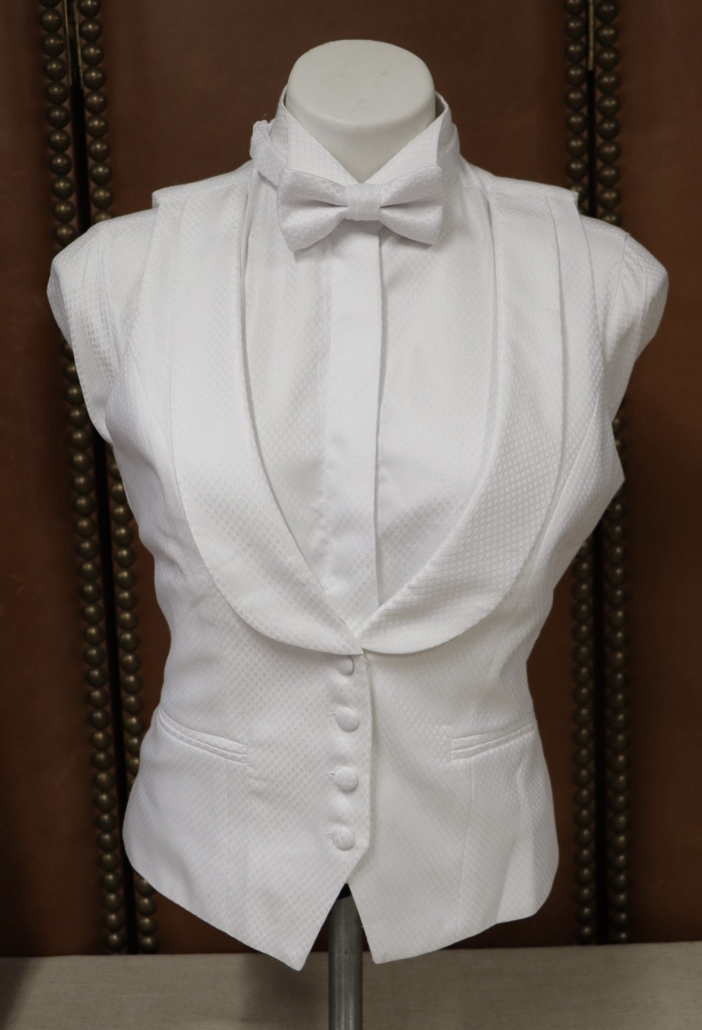 White Diamond Cotton Formal Show Vest